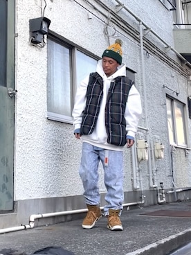 「Eddie Bauer（エディーバウアー）のアイテム（ジャケット/アウター）」を使った、クロ🐑さん（メンズ・168cm・40代）の冬コーディネート