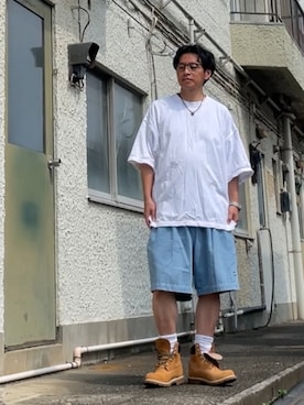 「FREAK'S STORE（フリークスストア）のCAHLUMN/カウラム 2-Pack Reversible Tee 2.0（Tシャツ/カットソー、ホワイト系）」を使った、クロ🐑さん（メンズ・168cm）の夏コーディネート