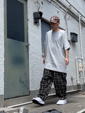 「KRIFF MAYER（クリフメイヤー）のアイテム（帽子）」を使った、クロ🐑さん（メンズ・168cm）の夏コーディネート