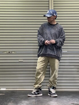 「NEW ERA（ニューエラ）のニューエラ キャップ スナップバック 9FORTY SPLASH PAINT MLB ニューヨークヤンキース  NEW ERA（キャップ）」を使った、クロ🐑さん（メンズ・168cm）の秋コーディネート