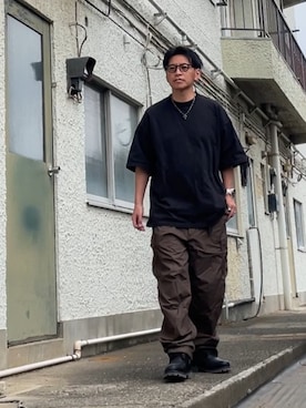 「FREAK'S STORE（フリークスストア）のCAHLUMN/カウラム 2-Pack Reversible Tee 2.0（Tシャツ/カットソー、ブルー系）」を使った、クロ🐑さん（メンズ・168cm）の夏コーディネート