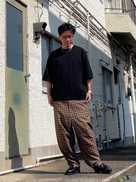 「antiqua（アンティカ）のアイテム（その他パンツ）」を使った、クロ🐑さん（メンズ・168cm）の夏コーディネート