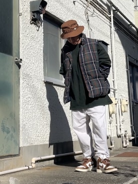 「Eddie Bauer（エディーバウアー）のアイテム（ダウンベスト）」を使った、クロ🐑さん（メンズ・168cm）の秋コーディネート