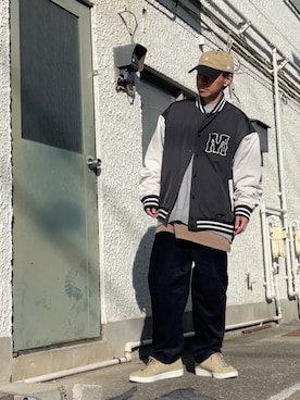 「アイテム（スタジャン）」を使った、クロ🐑さん（メンズ・168cm・40代）の冬コーディネート