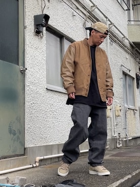「BEAMS（ビームス）のアイテム（スタジャン）」を使った、クロ🐑さん（メンズ・168cm）の秋コーディネート