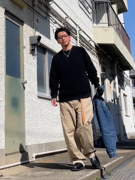 「GAP（ギャップ）のアイテム（パンツ）」を使った、クロ🐑さん（メンズ・168cm）の春コーディネート