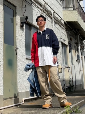 「GAP（ギャップ）のアイテム」を使った、クロ🐑さん（メンズ・168cm）の春コーディネート