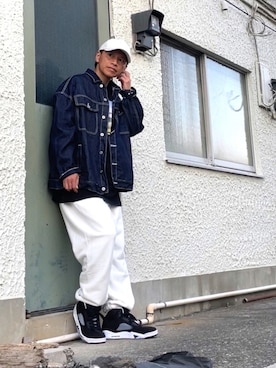 「antiqua（アンティカ）のアイテム（デニムジャケット）」を使った、クロ🐑さん（メンズ・168cm）の秋コーディネート