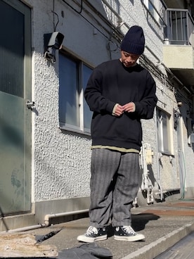 「PRO CLUB （プロクラブ）のアイテム（スウェット）」を使った、クロ🐑さん（メンズ・168cm）の冬コーディネート