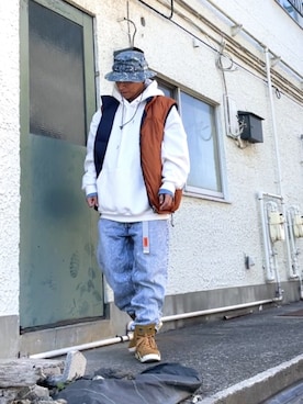 「Eddie Bauer（エディーバウアー）のアイテム（ジャケット/アウター）」を使った、クロ🐑さん（メンズ・168cm・40代）の冬コーディネート