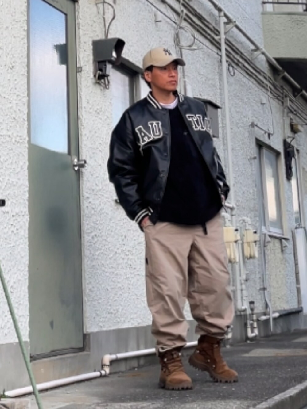 【新品】NAUTICA ノーティカ アーチロゴ レザー アワードジャケット　L NAUTICA ブルゾン アウター NAUTICA/ノーティカ Arch Logo