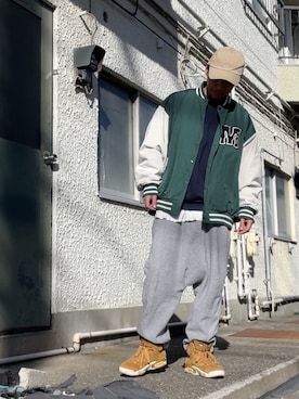 「アイテム（スタジャン）」を使った、クロ🐑さん（メンズ・168cm・40代）の秋コーディネート