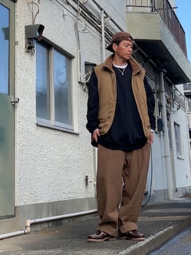 「GAP（ギャップ）のアイテム（キャップ）」を使った、クロ🐑さん（メンズ・168cm）の冬コーディネート