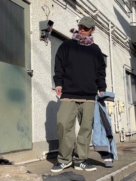 「PRO CLUB （プロクラブ）のアイテム（スウェット）」を使った、クロ🐑さん（メンズ・168cm）の冬コーディネート