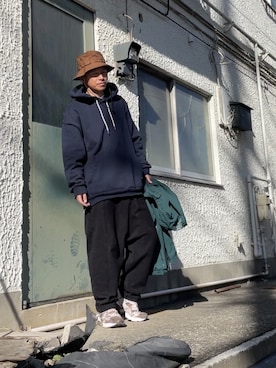 「アイテム（ハット、ブラウン系）」を使った、クロ🐑さん（メンズ・168cm）の冬コーディネート