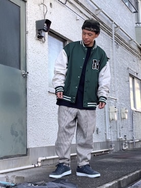 「アイテム（スタジャン）」を使った、クロ🐑さん（メンズ・168cm・40代）の秋コーディネート