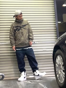 「Reebok（リーボック）のアイテム（ブルゾン）」を使った、クロ🐑さん（メンズ・168cm）の冬コーディネート