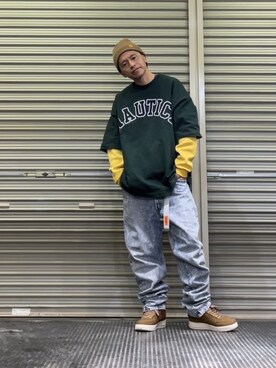 「MASACA HAT（マサカハット）のアイテム」を使った、クロ🐑さん（メンズ・168cm）の冬コーディネート