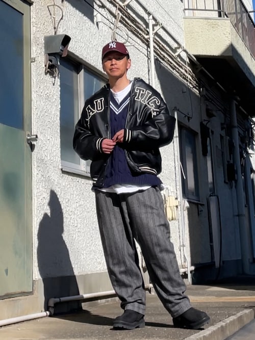 ジャケット・アウター nautica Arch Logo Leather Award Jacket セール】NAUTICA/ノーティカ Arch Logo Leather Award Jacket