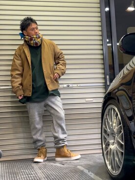 「BEAMS（ビームス）のアイテム（スタジャン）」を使った、クロ🐑さん（メンズ・168cm）の春コーディネート