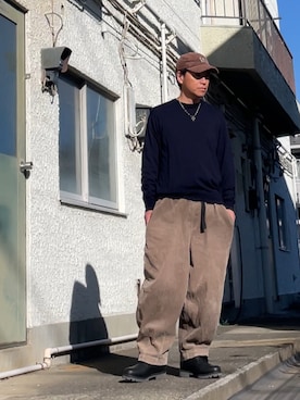 「GAP（ギャップ）のアイテム（帽子）」を使った、クロ🐑さん（メンズ・168cm）の冬コーディネート