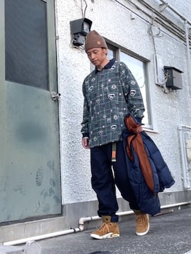 「MASACA HAT（マサカハット）のアイテム」を使った、クロ🐑さん（メンズ・168cm）の冬コーディネート