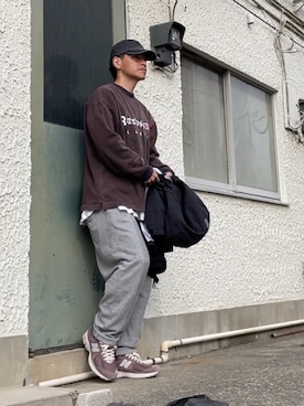 「Reebok（リーボック）のアイテム（スウェット）」を使った、クロ🐑さん（メンズ・168cm）の春コーディネート