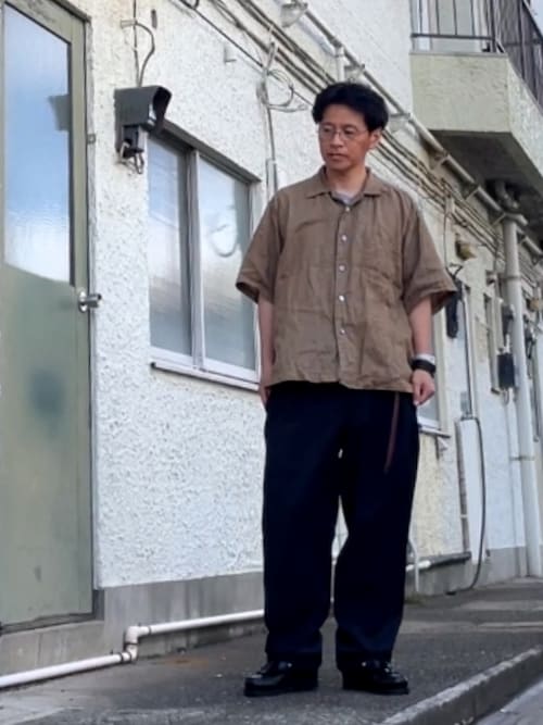 CAHLUMN/カウラム Linen Open Collar Shirt/リネン オープンカラー