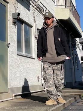 「Clarks（クラークス）の【別注】Clarks ORIGINALS / Desert Boot GORE-TEX（R）（ブーツ）」を使った、クロ🐑さん（メンズ・168cm・40代）の秋コーディネート