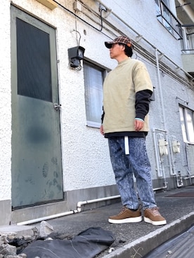 「KRIFF MAYER（クリフメイヤー）のアイテム（帽子）」を使った、クロ🐑さん（メンズ・168cm）の冬コーディネート