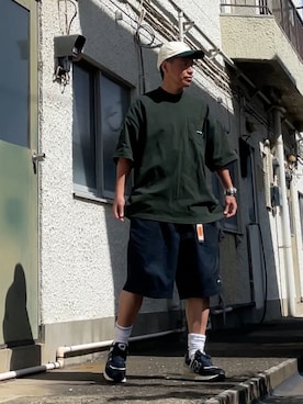 「NAUTICA（ノーティカ）のNAUTICA/ノーティカ “TOO HEAVY” S/S Pocket Tee/ワンポイント刺繍（Tシャツ/カットソー）」を使った、クロ🐑さん（メンズ・168cm・40代）の夏コーディネート
