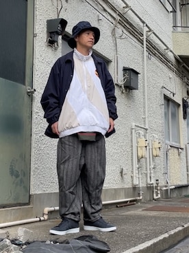 「Reebok（リーボック）のアイテム（ナイロンジャケット）」を使った、クロ🐑さん（メンズ・168cm）の秋コーディネート