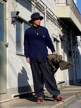 「アイテム（カーディガン/ボレロ）」を使った、クロ🐑さん（メンズ・168cm・40代）の冬コーディネート