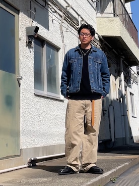 「GAP（ギャップ）のアイテム（パンツ）」を使った、クロ🐑さん（メンズ・168cm）の春コーディネート