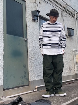 「ケツダボ」｜クロ🐑さん（メンズ・168cm）の秋コーディネート