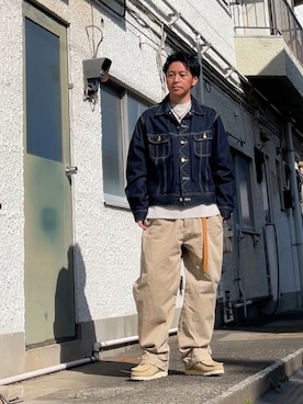 「GAP（ギャップ）のアイテム（パンツ）」を使った、クロ🐑さん（メンズ・168cm）の春コーディネート