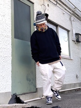 「PRO CLUB （プロクラブ）のアイテム（スウェット）」を使った、クロ🐑さん（メンズ・168cm）の冬コーディネート