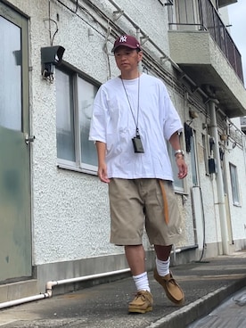 「アイテム（モカシン/デッキシューズ）」を使った、クロ🐑さん（メンズ・168cm）の夏コーディネート