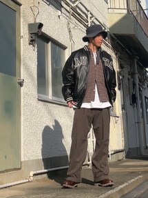 NAUTICA/ノーティカ Arch Logo Leather Award Jacket/アーチロゴ