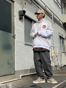 「Reebok（リーボック）のアイテム（ナイロンジャケット）」を使った、クロ🐑さん（メンズ・168cm）の秋コーディネート