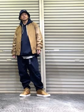 「BEAMS（ビームス）のアイテム（スタジャン）」を使った、クロ🐑さん（メンズ・168cm）の冬コーディネート