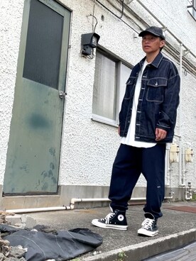 「antiqua（アンティカ）のアイテム（デニムジャケット）」を使った、クロ🐑さん（メンズ・168cm）の秋コーディネート