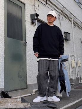 「PRO CLUB （プロクラブ）のアイテム（スウェット）」を使った、クロ🐑さん（メンズ・168cm）の冬コーディネート