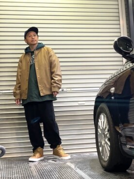 「BEAMS（ビームス）のアイテム（スタジャン）」を使った、クロ🐑さん（メンズ・168cm）の冬コーディネート