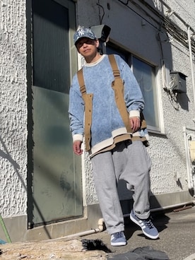 「NEW ERA（ニューエラ）のニューエラ キャップ スナップバック 9FORTY SPLASH PAINT MLB ニューヨークヤンキース  NEW ERA（キャップ）」を使った、クロ🐑さん（メンズ・168cm）の冬コーディネート