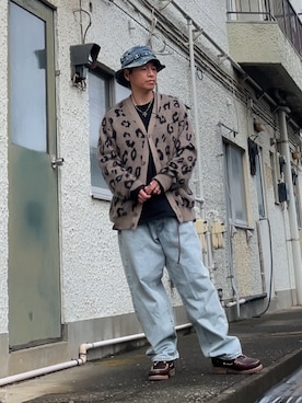 「MONKEY TIME（モンキータイム）のアイテム（トップス）」を使った、クロ🐑さん（メンズ・168cm）の冬コーディネート