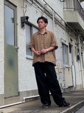 「GAP（ギャップ）のスーパーバギーデニム ブラック（デニムパンツ、ブラック系）」を使った、クロ🐑さん（メンズ・168cm）の夏コーディネート