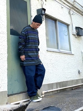 「SAINT JAMES（セントジェームス）のアイテム（帽子）」を使った、クロ🐑さん（メンズ・168cm）の冬コーディネート