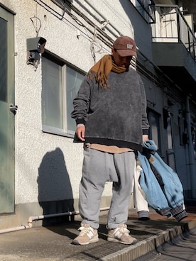 「GAP（ギャップ）のアイテム（帽子）」を使った、クロ🐑さん（メンズ・168cm）の冬コーディネート