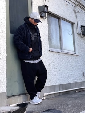「Reebok（リーボック）のアイテム（ブルゾン）」を使った、クロ🐑さん（メンズ・168cm）の冬コーディネート